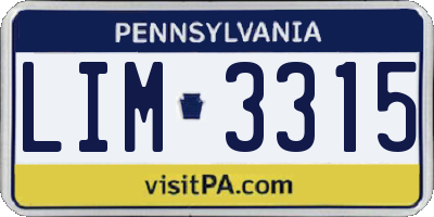 PA license plate LIM3315