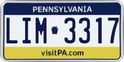 PA license plate LIM3317
