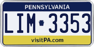 PA license plate LIM3353