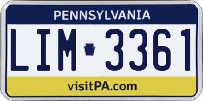 PA license plate LIM3361