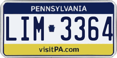 PA license plate LIM3364