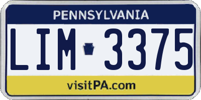 PA license plate LIM3375