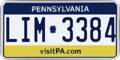 PA license plate LIM3384
