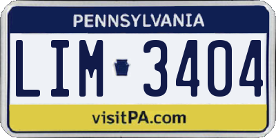 PA license plate LIM3404