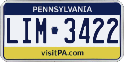 PA license plate LIM3422