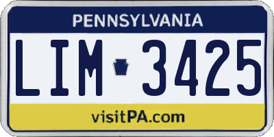 PA license plate LIM3425