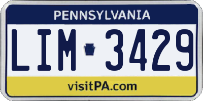 PA license plate LIM3429
