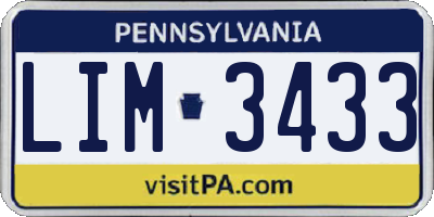 PA license plate LIM3433