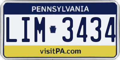 PA license plate LIM3434