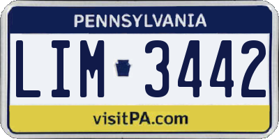 PA license plate LIM3442