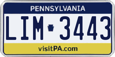 PA license plate LIM3443