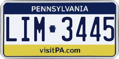 PA license plate LIM3445