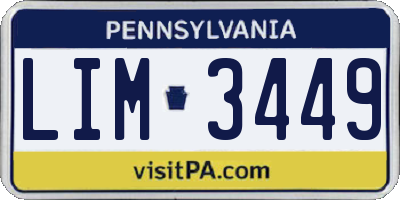 PA license plate LIM3449
