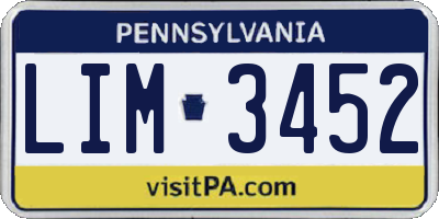 PA license plate LIM3452