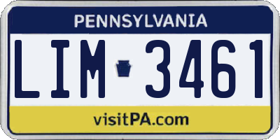 PA license plate LIM3461