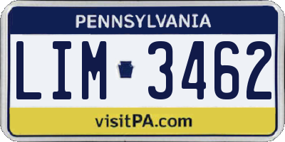 PA license plate LIM3462