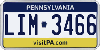 PA license plate LIM3466