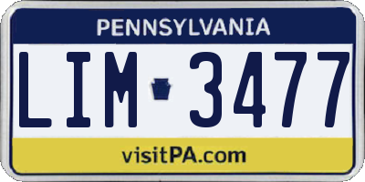 PA license plate LIM3477