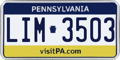 PA license plate LIM3503
