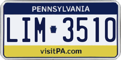 PA license plate LIM3510