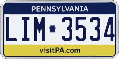 PA license plate LIM3534