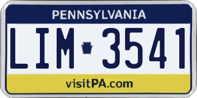 PA license plate LIM3541