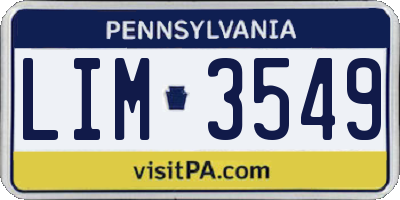 PA license plate LIM3549