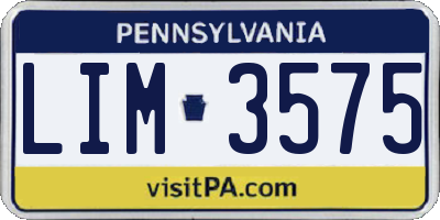 PA license plate LIM3575