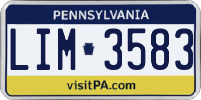 PA license plate LIM3583