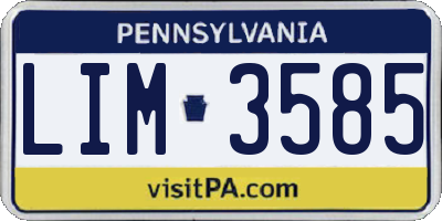 PA license plate LIM3585