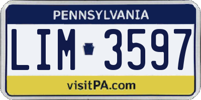 PA license plate LIM3597