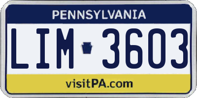 PA license plate LIM3603