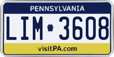 PA license plate LIM3608
