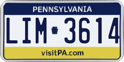 PA license plate LIM3614