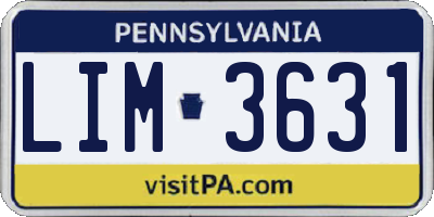 PA license plate LIM3631