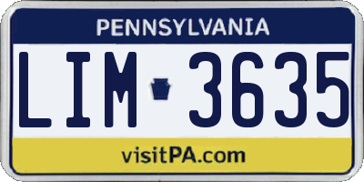 PA license plate LIM3635