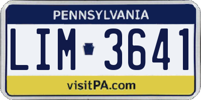 PA license plate LIM3641