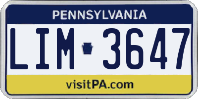 PA license plate LIM3647