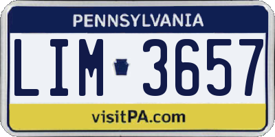 PA license plate LIM3657