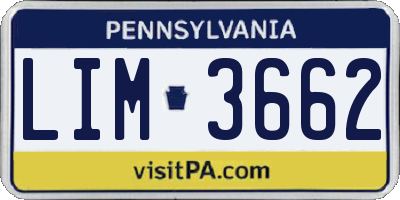 PA license plate LIM3662