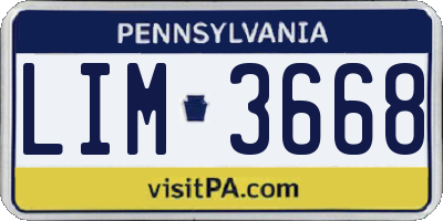 PA license plate LIM3668