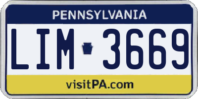 PA license plate LIM3669