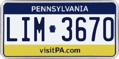 PA license plate LIM3670