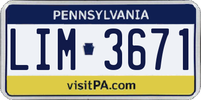 PA license plate LIM3671