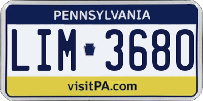 PA license plate LIM3680