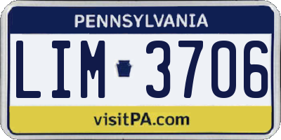 PA license plate LIM3706