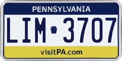 PA license plate LIM3707