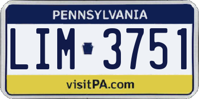 PA license plate LIM3751