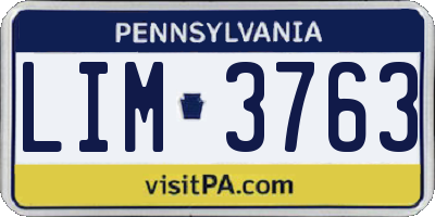 PA license plate LIM3763