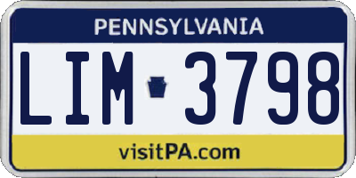 PA license plate LIM3798